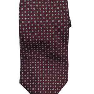 Christian Dior Silk Burgundy Geometric Tie 56.5x3.5 In